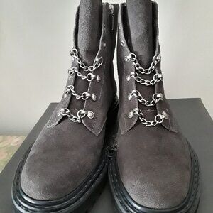 Vince Camuto Popinta Grey Suede Combat Boots -NIB- UNISEX